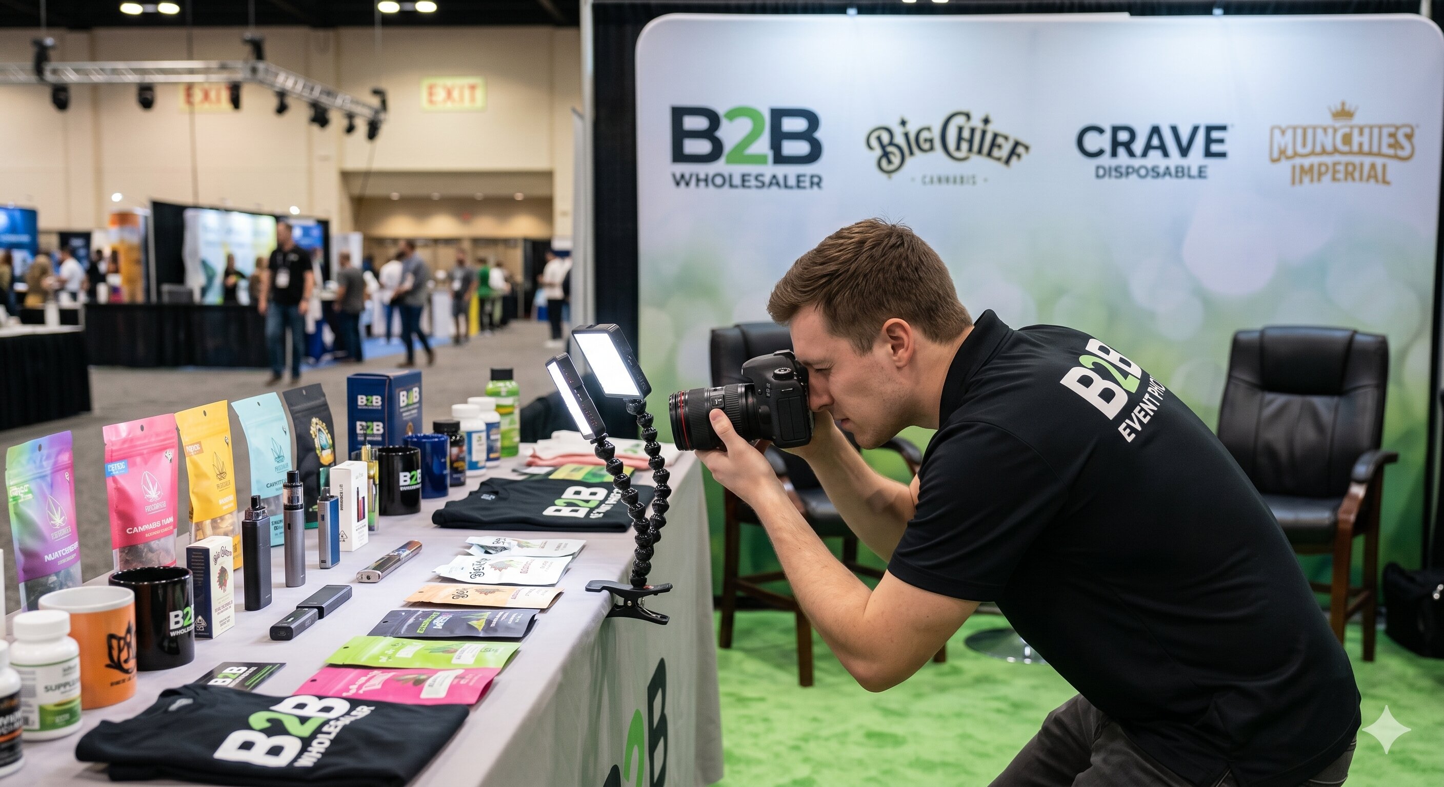 Product photography at B2B booth